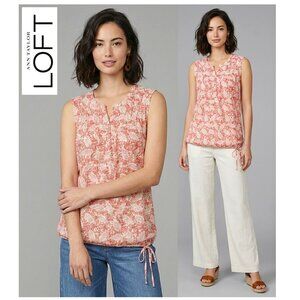 ANN TAYLOR LOFT - Sleeveless red floral blouse
